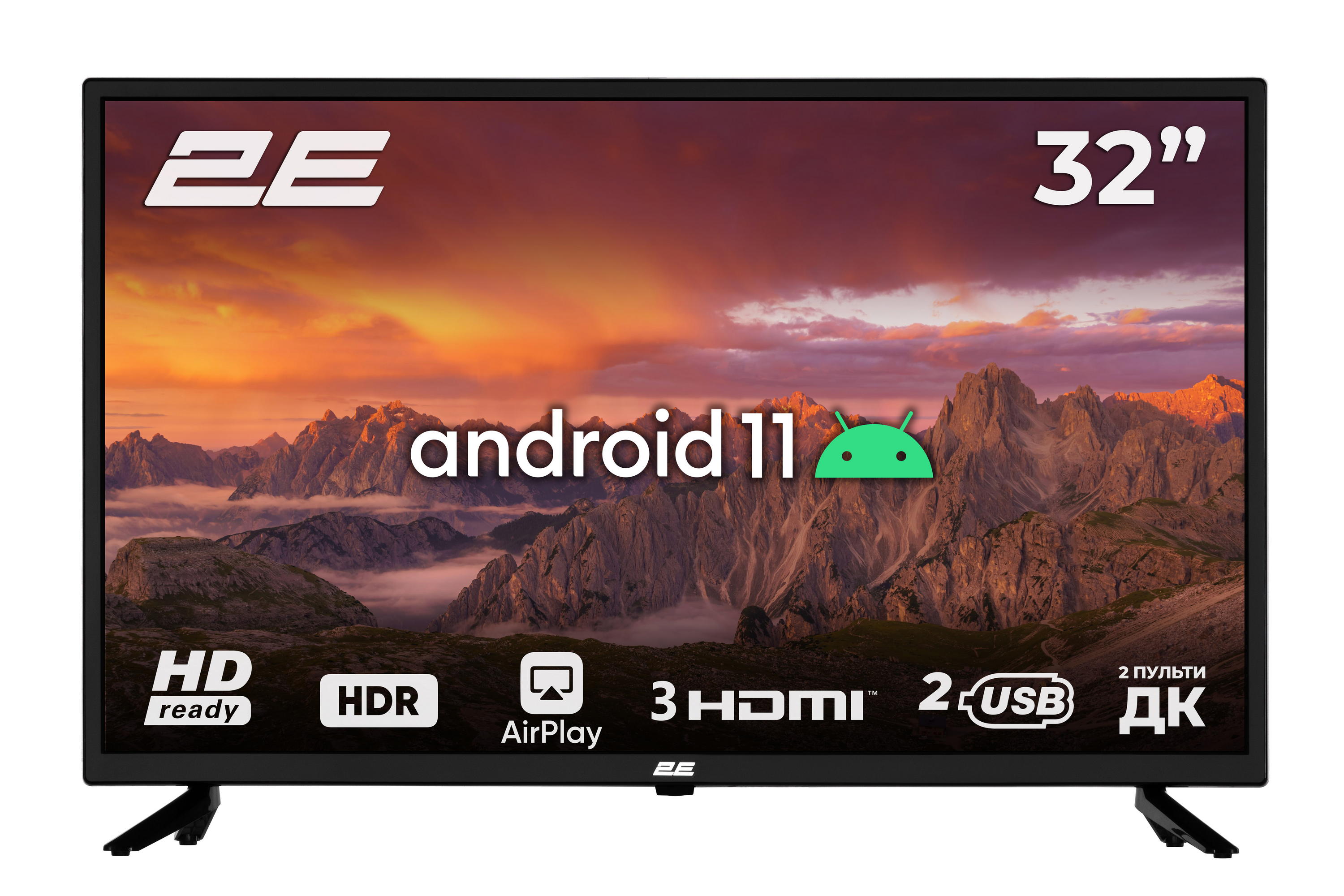 ტელევიზორი 2Е TV LED 32" HD 32A06K Smart Android, Black